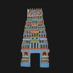 WOODEN TEMPLE 24 INCH (H) X 15 INCH (W) X 2 INCH (D) ENAMEL PAINTED ART WORK OF THAMIL NADU (ARTIST RANJITH)  