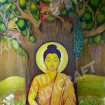 BUDDHA MURAL 3FT HEIGHT X 2 FT WIDTH HAND PAINTED ARTIST MR. SAJI  