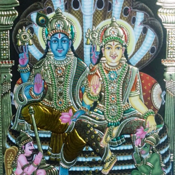 Thanjavur painting vishnu & Lexmi