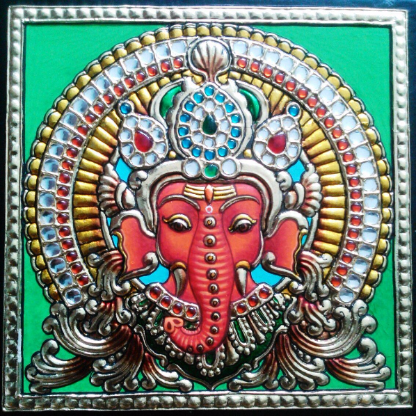Thanjavur painting Ganesh 6 inch X 6 inch 