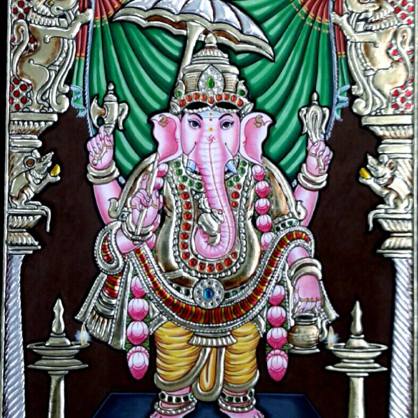 Thanjavur painting Ganesh 12 inch  10 inch 