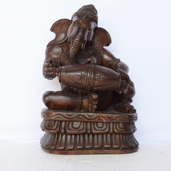Music Ganesh Waga wood  12 inch X 8 inch X 5.5 inch 