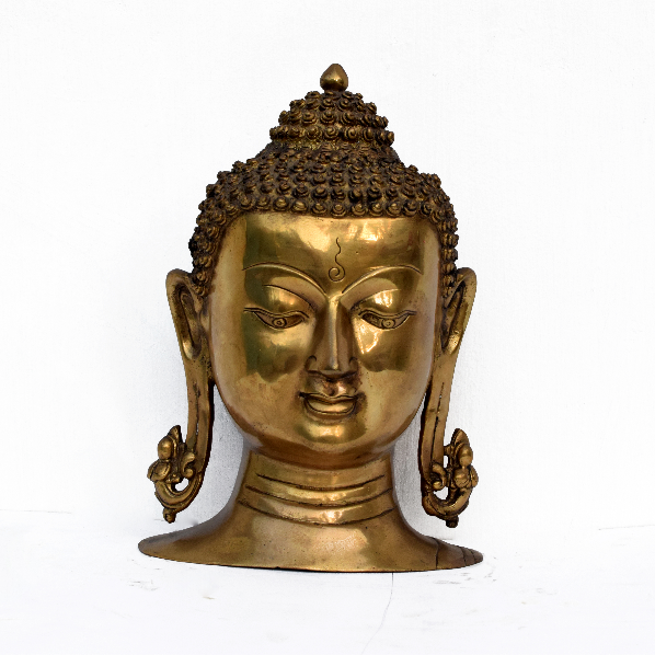 Brass Buddha Head 11 inch X 8 inch X 4.5 inch 