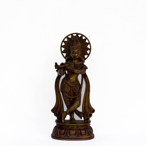 BRASS KRISHNA 10 INCH x 4 INCH x 2.5 INCH 