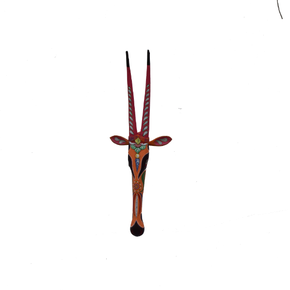 Wooden bull head wall hang with painted  26 inch X 11 inch 
