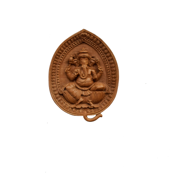 Wall Hang White wood Ganesh 11 inch X 8.5 inch 