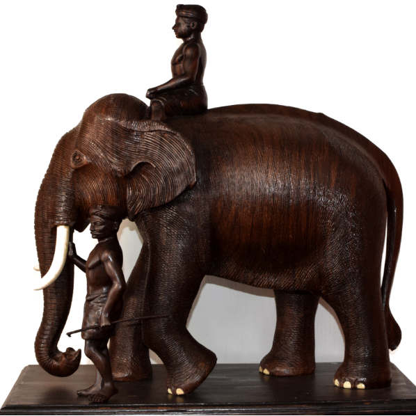 Rose wood Elephant and Riders 18 inch 