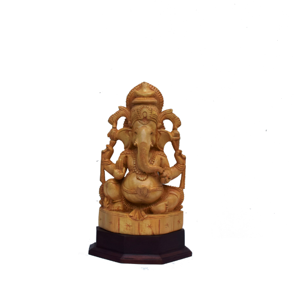 White wood Ganesh 12 inch ( Height) X 8.5 inch (width) X 5 inch (Depth) 