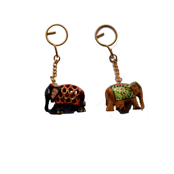 wooden key chain elephant 
